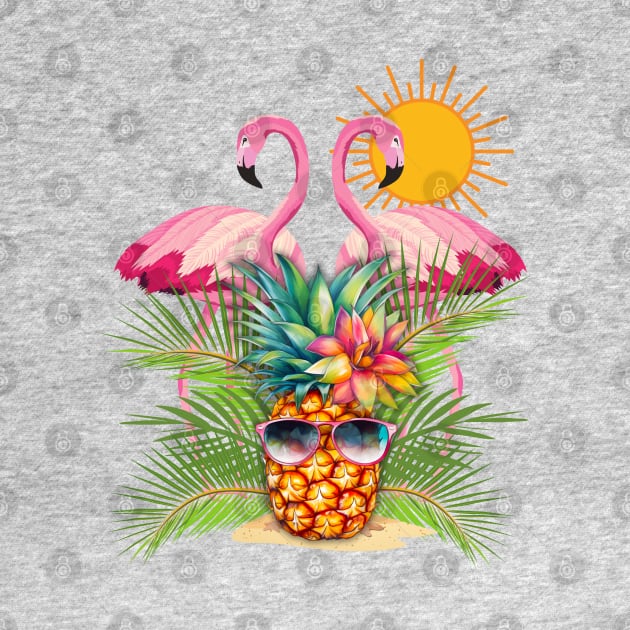 Flamingos and Pineapples by SaSz_Art